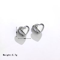 1 Pair Vintage Style Simple Style Heart Shape Plating Stainless Steel White Gold Plated Ear Studs main image 2