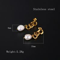 1 Pair Elegant Simple Style Pearl Patchwork Plating Stainless Steel Freshwater Pearl Freshwater Pearl Pearl 18k Gold Plated Drop Earrings main image 2