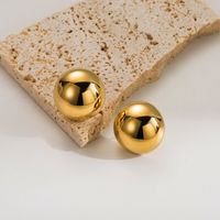 1 Pair Vintage Style Simple Style Round Plating Three-dimensional Stainless Steel 14k Gold Plated Ear Studs main image 4