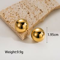 1 Pair Vintage Style Simple Style Round Plating Three-dimensional Stainless Steel 14k Gold Plated Ear Studs main image 2