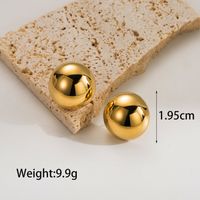 1 Pair Vintage Style Simple Style Round Plating Three-dimensional Stainless Steel 14k Gold Plated Ear Studs sku image 2