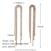 1 Pair Classic Style Tassel Plating Inlay Stainless Steel Zircon 18k Gold Plated Dangling Earrings main image 2
