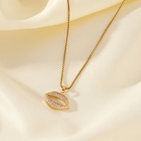 Wholesale Simple Style Lips Stainless Steel Brass Plating Inlay 18K Gold Plated Zircon Pendant Necklace main image 4