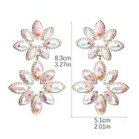 1 Pair Elegant Flower Inlay Alloy Rhinestones Zircon Drop Earrings main image 2