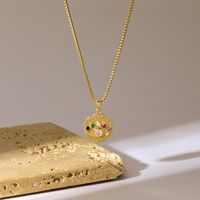 Wholesale Simple Style Devil's Eye Stainless Steel Brass Plating Inlay 18K Gold Plated Zircon Pendant Necklace main image 3