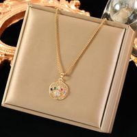 Wholesale Simple Style Devil's Eye Stainless Steel Brass Plating Inlay 18K Gold Plated Zircon Pendant Necklace main image 5