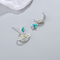 1 Pair Lady Modern Style Classic Style Star Moon Inlay Copper Zircon Ear Studs main image 3