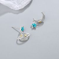 1 Paire Dame Style Moderne Style Classique Star Lune Incruster Le Cuivre Zircon Boucles D'Oreilles main image 3