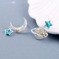 1 Pair Lady Modern Style Classic Style Star Moon Inlay Copper Zircon Ear Studs main image 5
