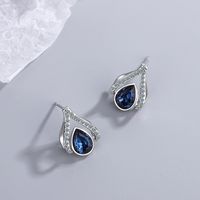 1 Pair Elegant Lady Modern Style Water Droplets Inlay Copper Artificial Crystal Rhinestones Zircon Ear Studs main image 3