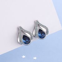 1 Pair Elegant Lady Modern Style Water Droplets Inlay Copper Artificial Crystal Rhinestones Zircon Ear Studs main image 4