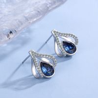1 Pair Elegant Lady Modern Style Water Droplets Inlay Copper Artificial Crystal Rhinestones Zircon Ear Studs main image 1