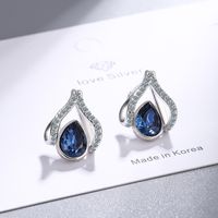 1 Pair Elegant Lady Modern Style Water Droplets Inlay Copper Artificial Crystal Rhinestones Zircon Ear Studs sku image 1