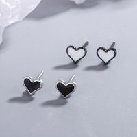1 Pair Simple Style Heart Shape Epoxy Copper Ear Studs main image 1