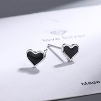 1 Pair Simple Style Heart Shape Epoxy Copper Ear Studs main image 4