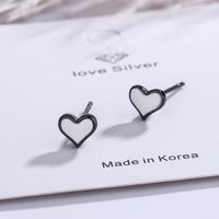 1 Pair Simple Style Heart Shape Epoxy Copper Ear Studs sku image 2