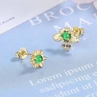1 Pair Lady Modern Style Classic Style Sun Bee Inlay Copper Zircon Ear Studs main image 4