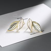 1 Pair Simple Style Classic Style Leaf Copper Ear Studs main image 3
