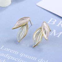 1 Pair Simple Style Classic Style Leaf Copper Ear Studs main image 4