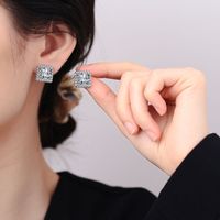 1 Pair Basic Modern Style Classic Style Square Plating Inlay Copper Zircon Ear Studs main image 6