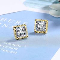 1 Pair Basic Modern Style Classic Style Square Plating Inlay Copper Zircon Ear Studs main image 5