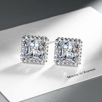 1 Pair Basic Modern Style Classic Style Square Plating Inlay Copper Zircon Ear Studs main image 3