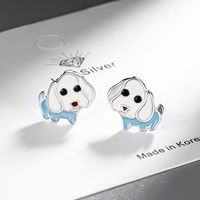 1 Pair Cartoon Style Cute Sweet Dog Enamel Copper Ear Studs main image 3