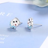 1 Pair Cartoon Style Cute Sweet Dog Enamel Copper Ear Studs sku image 1