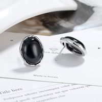 1 Pair Simple Style Classic Style Round Inlay Copper Agate Ear Studs main image 1