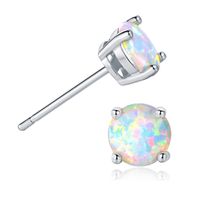 1 Pair Elegant Vacation Simple Style Geometric Copper Artificial Gemstones Opal White Gold Plated Ear Studs main image 4
