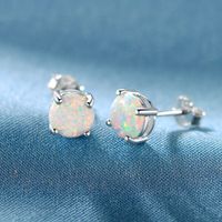 1 Pair Elegant Vacation Simple Style Geometric Copper Artificial Gemstones Opal White Gold Plated Ear Studs main image 1