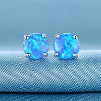1 Pair Elegant Vacation Simple Style Geometric Copper Artificial Gemstones Opal White Gold Plated Ear Studs main image 9