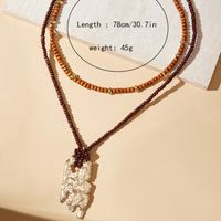 Casual Retro Geometric Beaded Alloy Women's Double Layer Necklaces main image 2