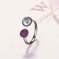 Wholesale Simple Style Round Copper Plating Inlay Opal Zircon Open Rings main image 1