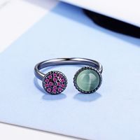 Wholesale Simple Style Round Copper Plating Inlay Opal Zircon Open Rings main image 3