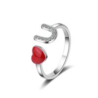 Ig Style Letter Heart Shape Copper Enamel Adjustable Ring main image 4