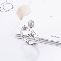 Wholesale Simple Style Star Copper Inlay White Gold Plated Moonstone Zircon Open Rings main image 3