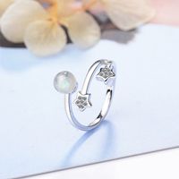 Wholesale Simple Style Star Copper Inlay White Gold Plated Moonstone Zircon Open Rings main image 1