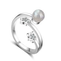 Wholesale Simple Style Star Copper Inlay White Gold Plated Moonstone Zircon Open Rings sku image 1