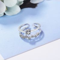 Wholesale Simple Style Star Copper Inlay White Gold Plated Zircon Open Rings main image 3