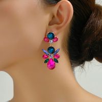 Retro Ethnic Style Flower Rhinestone Inlay Artificial Gemstones Women's Drop Earrings main image 1