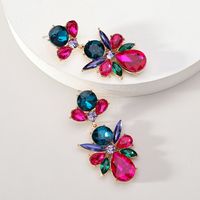 Retro Ethnic Style Flower Rhinestone Inlay Artificial Gemstones Women's Drop Earrings sku image 2