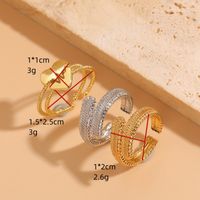 Commute Heart Shape Copper Asymmetrical Plating Inlay Zircon 14k Gold Plated Open Rings main image 3