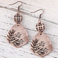 1 Pair Retro Simple Style Leaves Wood Drop Earrings main image 4