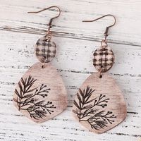 1 Paire Rétro Style Simple Feuilles Bois Boucles D'oreilles main image 3