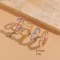Elegant Classic Style Geometric Copper Asymmetrical Plating Inlay Zircon 14k Gold Plated Open Rings main image 3