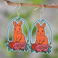 1 Pair Cute Rabbit Wood Drop Earrings main image 6