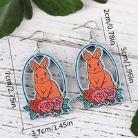 1 Pair Cute Rabbit Wood Drop Earrings main image 2