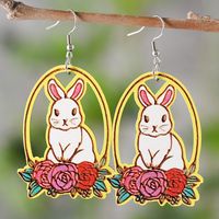 1 Pair Cute Rabbit Wood Drop Earrings main image 3