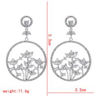 1 Pair Glam Shiny Circle Flower Plating Inlay Copper Zircon White Gold Plated Drop Earrings sku image 2